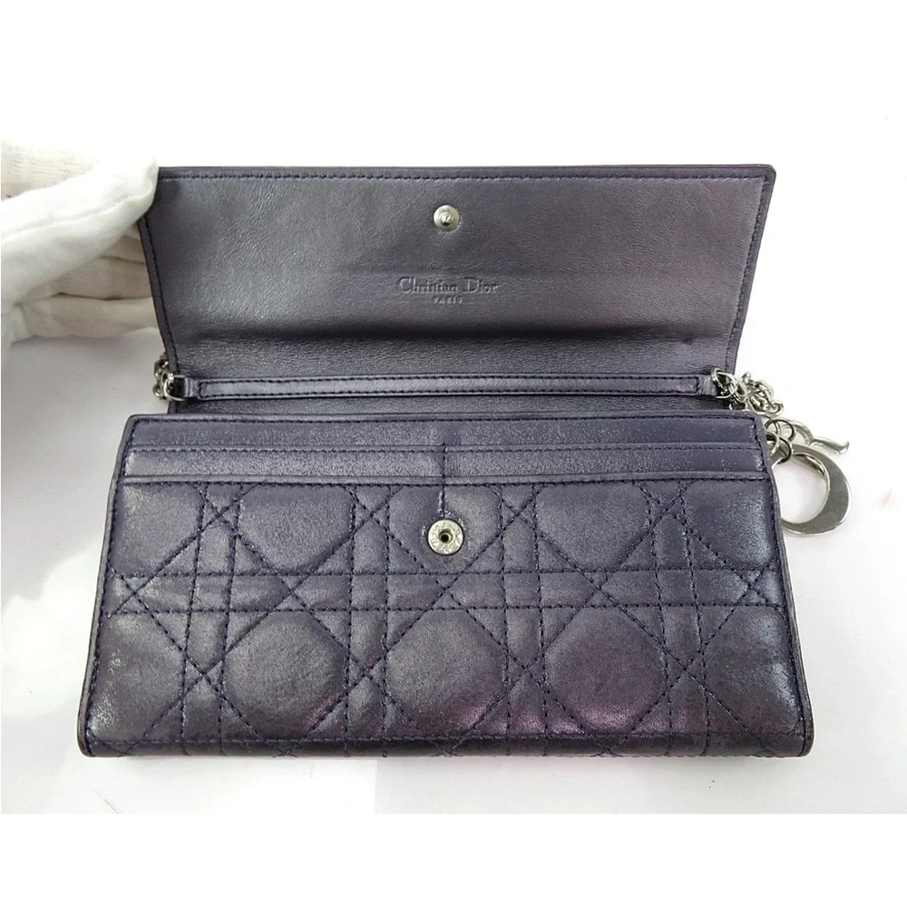 Dior Elegant Purple Quilted Wallet